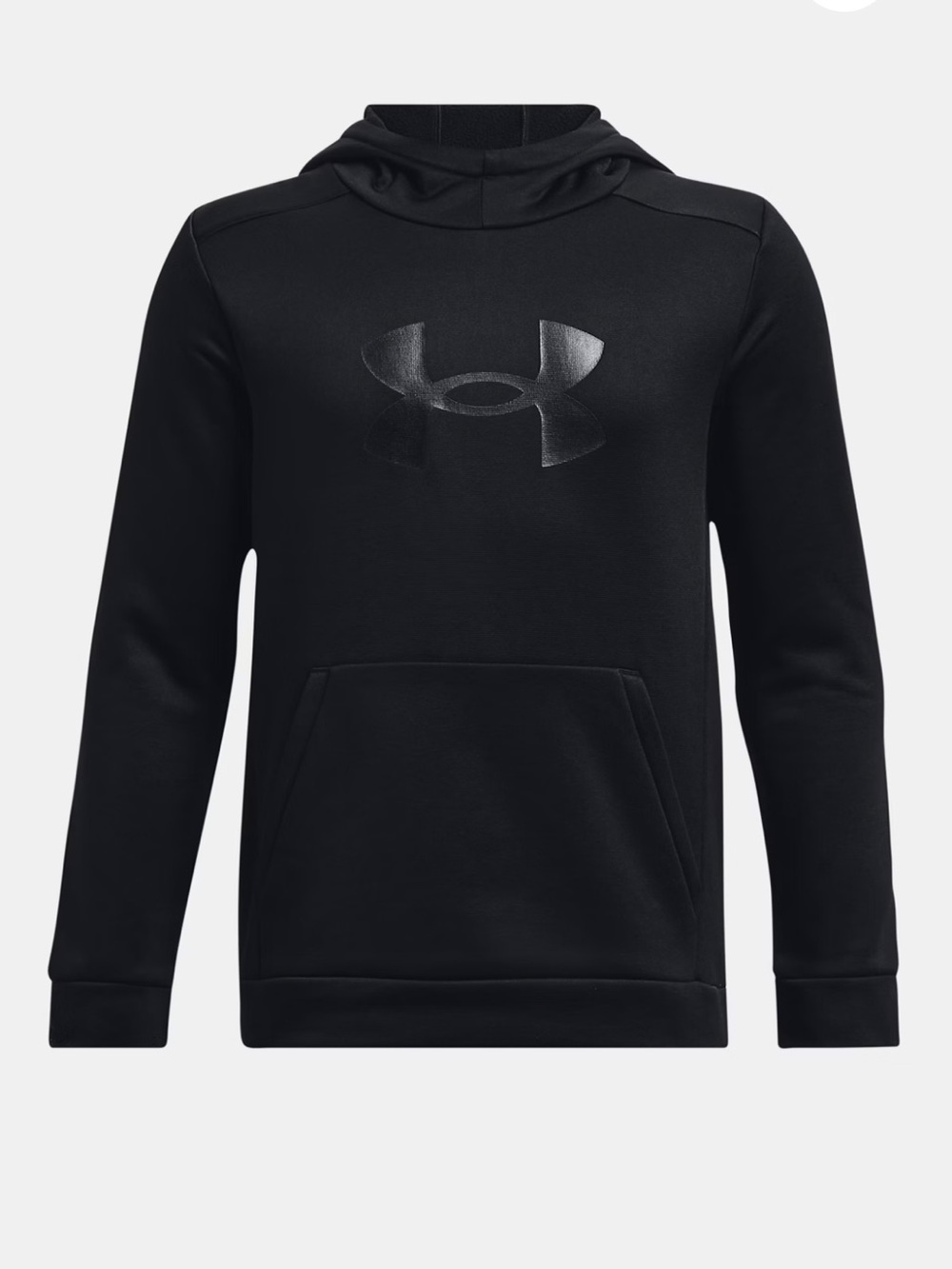 Under Armour Youth Black Pullover Hoodie Gloss Logo Back to School Fleece Sporty